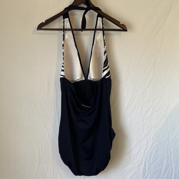 Nautica Black and White One Piece Halter Style Swimsuit Size 16 - Picture 4 of 8